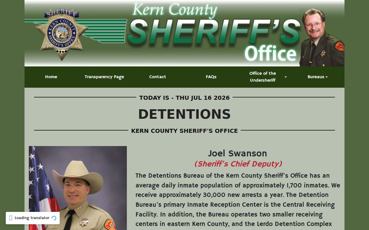 Kern County arrest lookup detention facility list