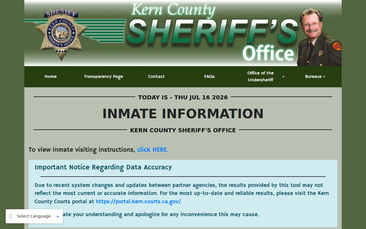 Kern County arrest lookup KCSO inmate information search