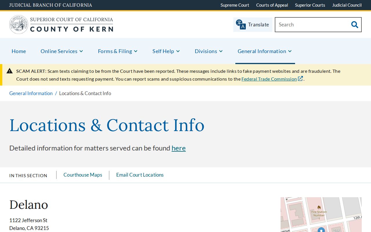 Kern Superior Court locations and contact information